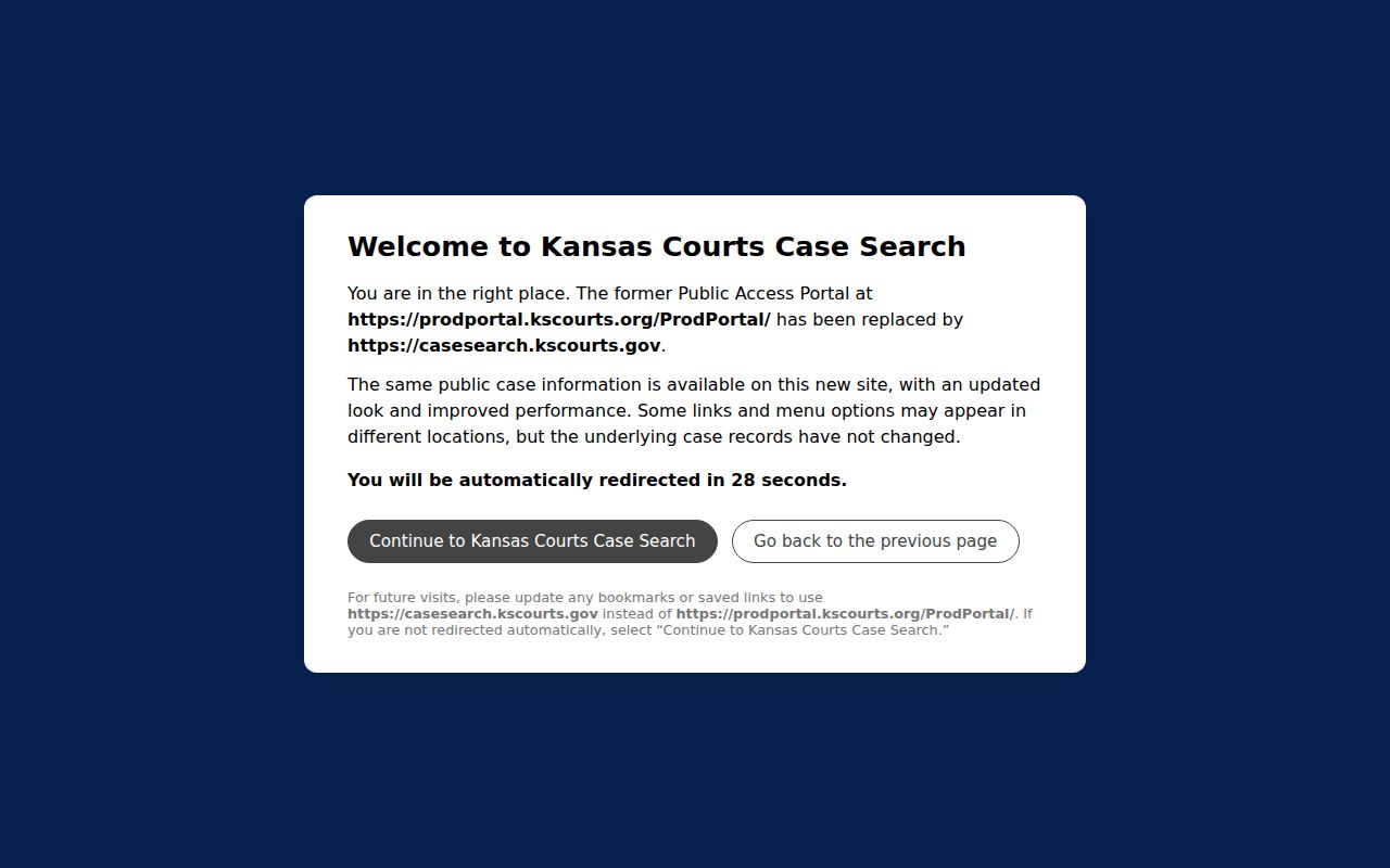 Kansas District Court Public Access Portal used for Anderson County docket searches