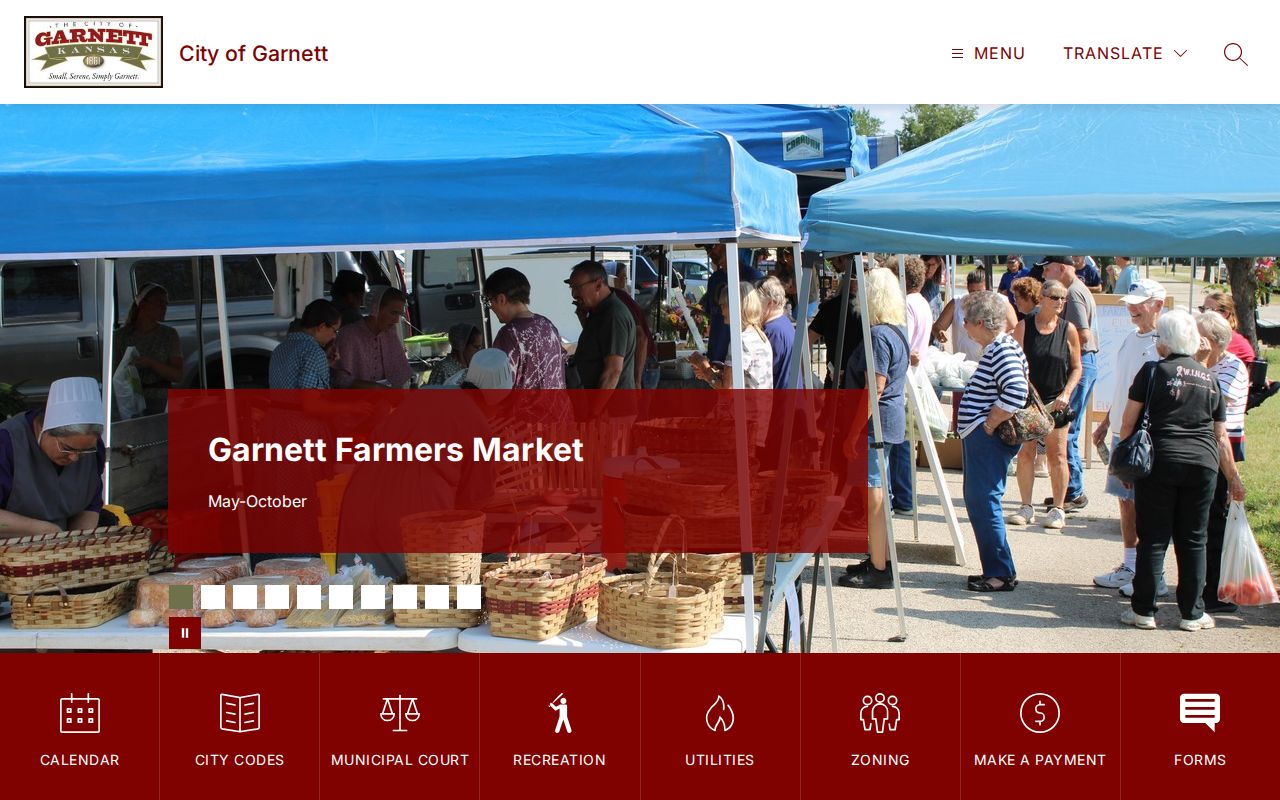 Garnett official website with Garnett municipal court links