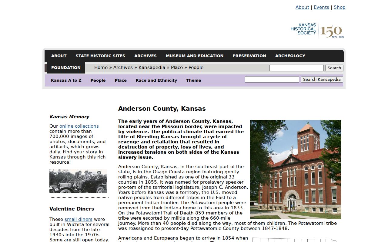 Anderson County courthouse historical context serving Greeley district cases