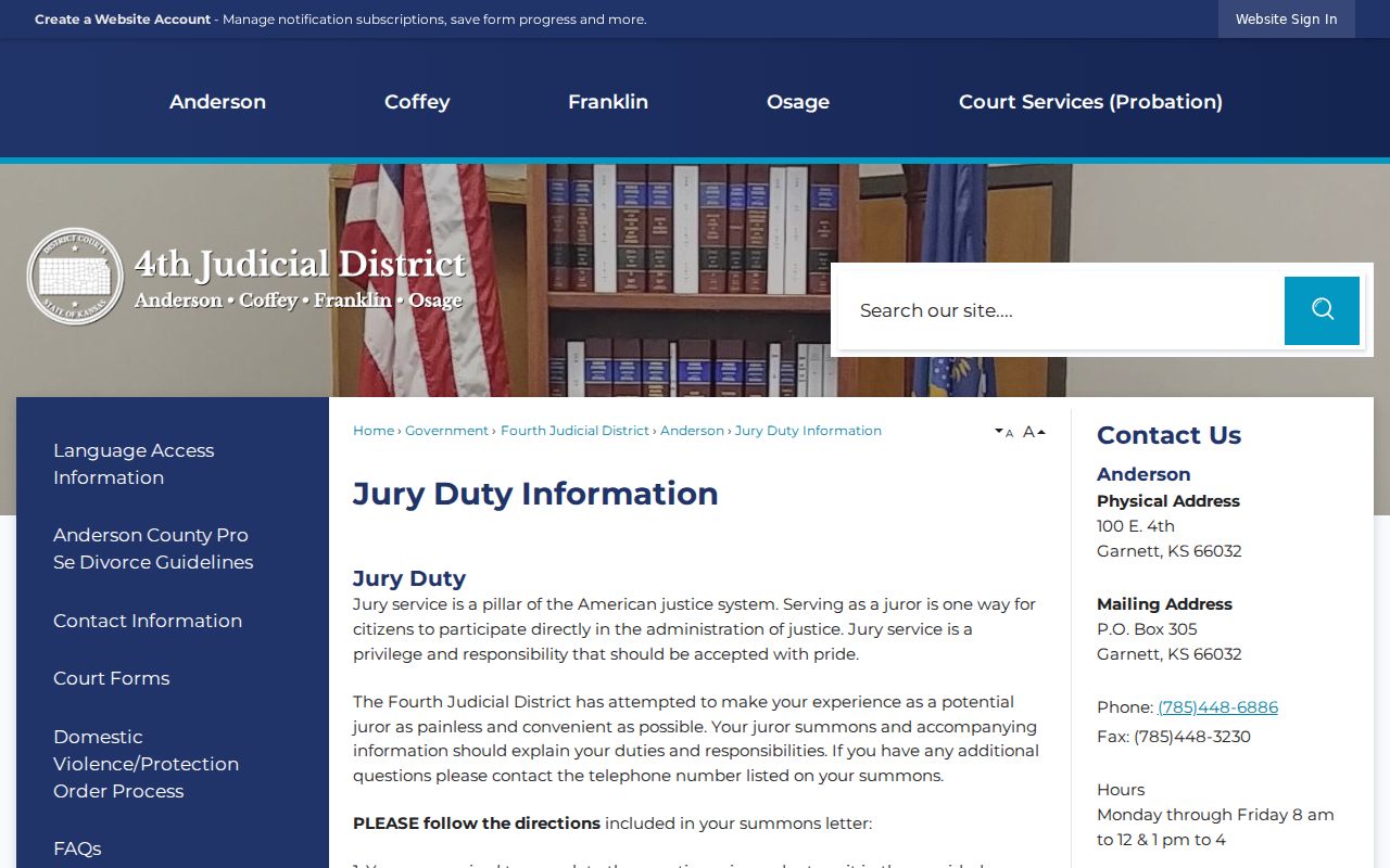Anderson County court docket jury information