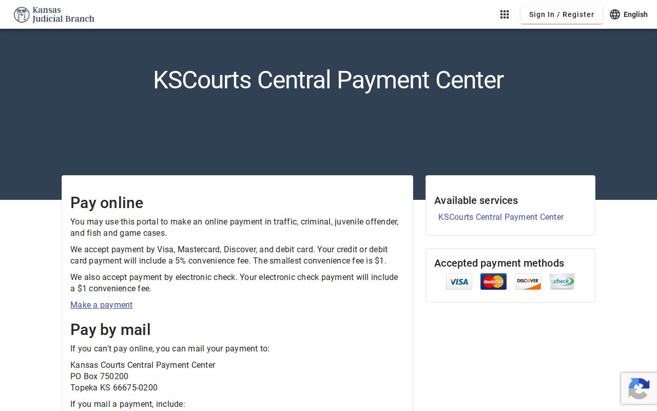 Anderson County traffic court Kansas Central Payment Center